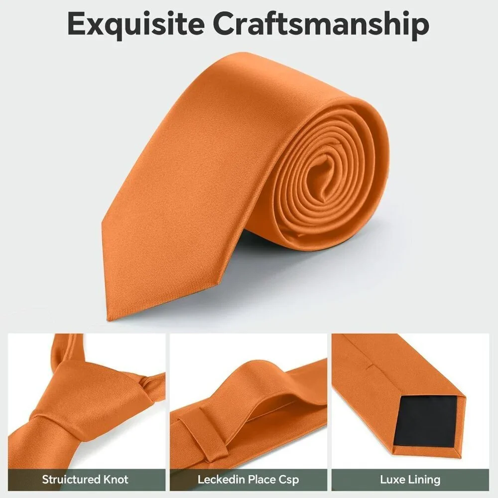 Men's Orange Solid Pure Color Formal 3.15